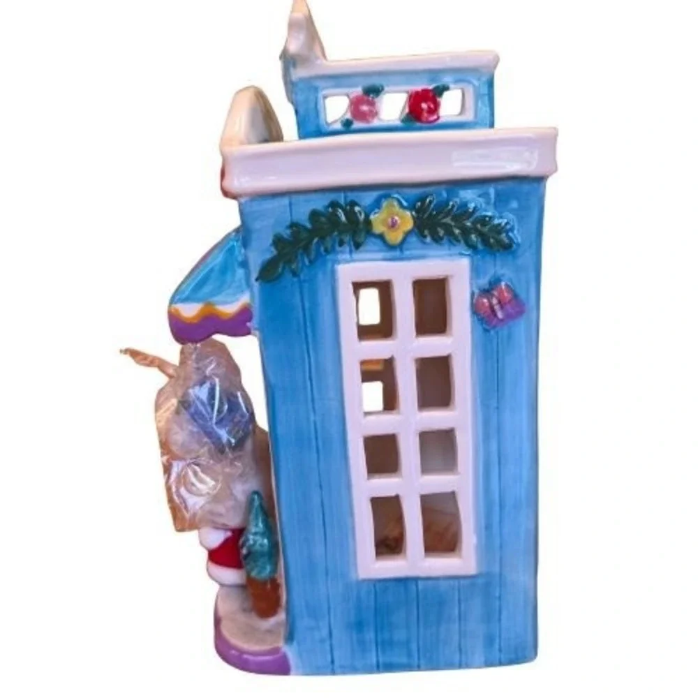 Hello Kitty Floral Garden Tea Light Candle House Holder Blue‎ Sky Ceramic